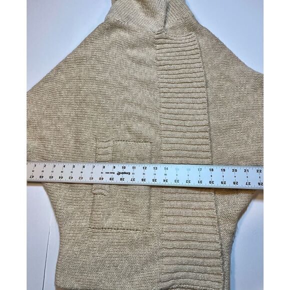 Lush Brand Chunky Oatmeal Color Collared Open Sweater w Pockets Size Large - Picture 5 of 9
